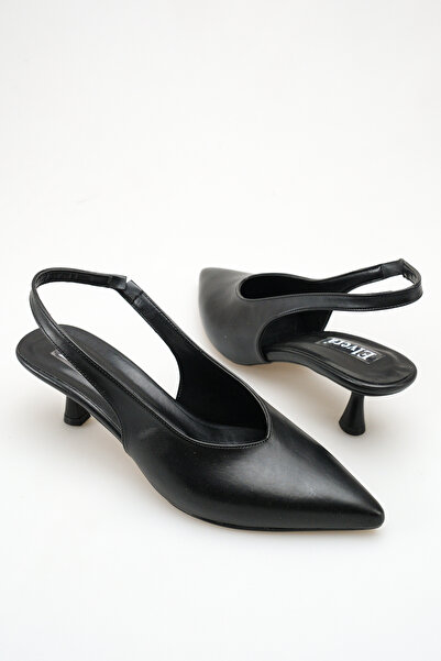 MALENTA Stiletto pentru femei cu vârf ascuțit pantofi cu toc piele neagră cu ...