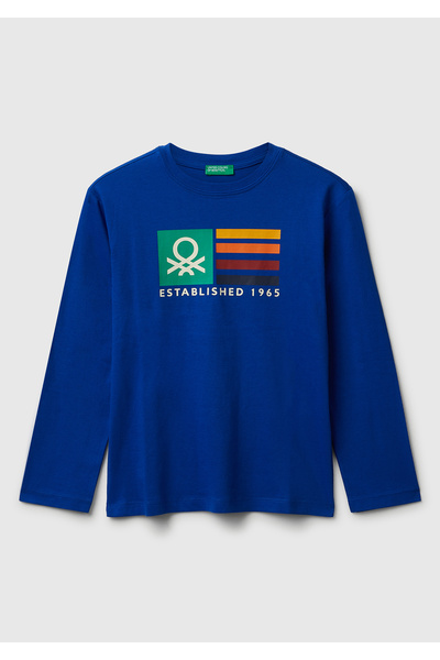 United Colors of Benetton Erkek Çocuk Saks Mavisi Önü Çok Renkli Logo Baskılı...