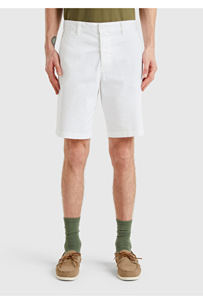 United Colors of Benetton Erkek Beyaz Chino Bermuda