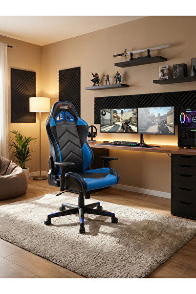GAMERX G/D X Serisi Mavi/Siyah Deri Oyuncu Koltuğu