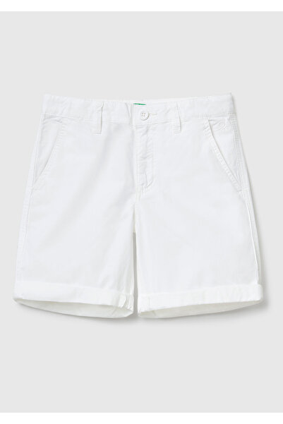 United Colors of Benetton Erkek Çocuk Beyaz Chino Bermuda Şort