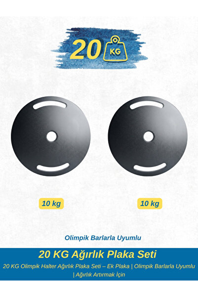 DURUH SPOR 20 kg Olimpik Barlarla Uyumlu Ağırlık Plaka Seti – Ek Plaka | Ağır...