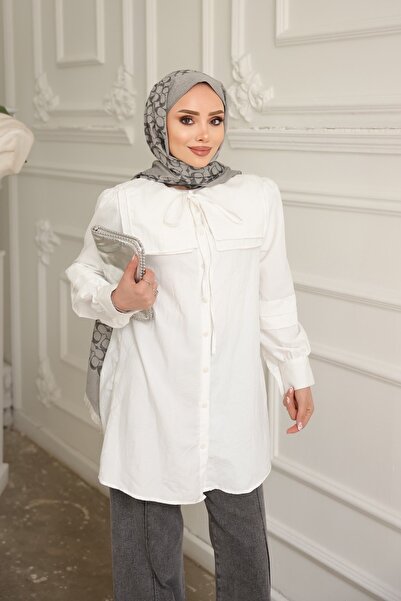 İmajButik Ecru Collar Detailed Shirt