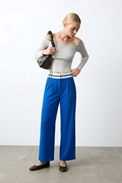 MARKAPIA WOMAN Punto šav detalj Saks pantalone visokog struka