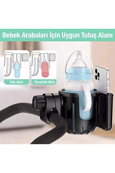 coofbe Bebek Arabası Bisiklet Motosiklet İçin Ayarlanabilir Bardak ve Cep Telefonu Tutucu Biberon Tu