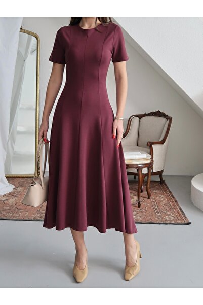 Paw Garage Kadın Çelik Interlok Kısa Kollu Gizli Fermuarlı Parçalı Elbise