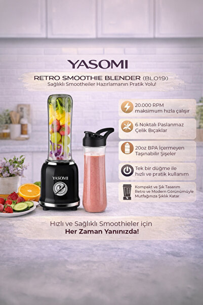 Yasomi Bl019 Retro Smoothie Blender Siyah ( Türkiye Garantili )