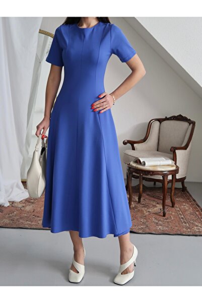 Paw Garage Ženska haljina od čelika sa kratkim rukavima i jednim delom