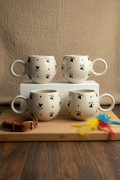 Home Siyah Pati Kabartmalı El Yapımı Ece Kupa Takımı – Kahve & Çay Fincanı Mug