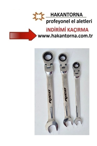 Rico HT- 8-10-13mm Mafsallı Cırcır Anahtar 3 Parça