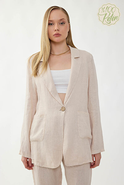 Vitrin 100% Linen Single Button Pocket Jacket