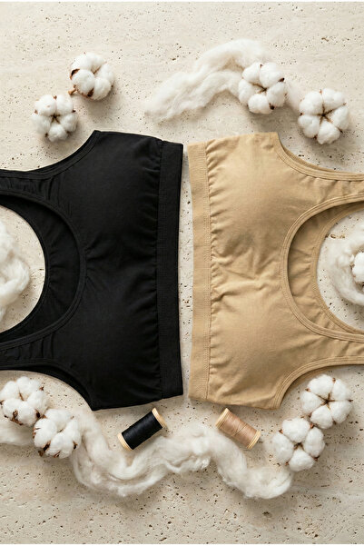 underwear bodyway 2'li Set Kalın Askılı Pamuklu Penye Büstiyer - Telsiz Balen...