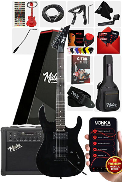 Midex Crade-25AMP Black Rosewood Super Strat Kasa HH Yüksek Kaliteli 25W Amfi...
