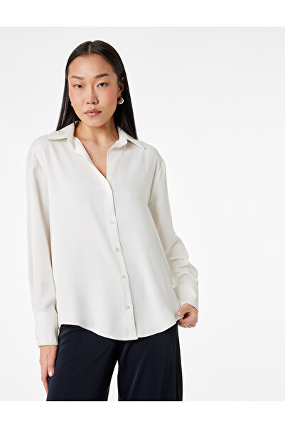 Koton Cămașă clasică din satin, cu mânecă lungă, croială confortabilă, cu nas...