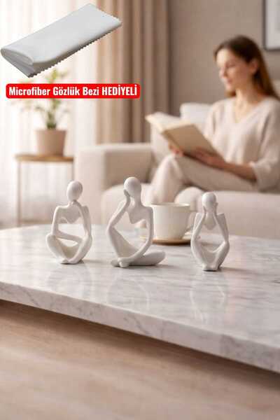 bonjorno aksesuar Nordic Tarzı 3'lü Heykel Seti , Soyut Düşünen Adam Heykel B...