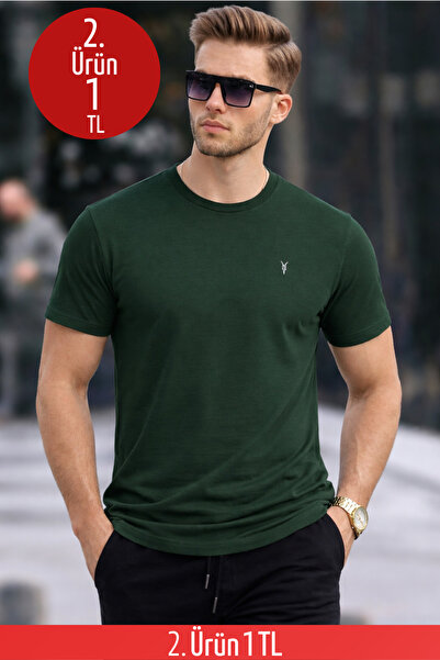 COMBİNE MİCHAİL Erkek Bisiklet Yaka Slim Basic K.Yeşil Tişört