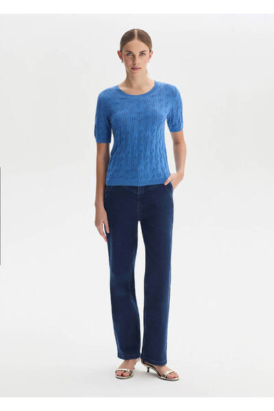 Knitss Mavi Organik Pamuk Triko Üst