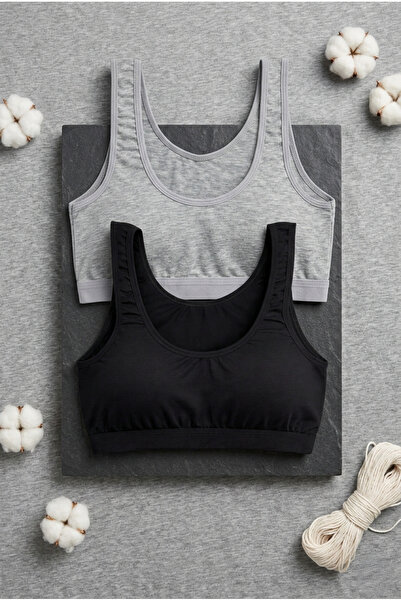 underwear bodyway 2'li Set Kalın Askılı Pamuklu Penye Büstiyer - Telsiz Balen...