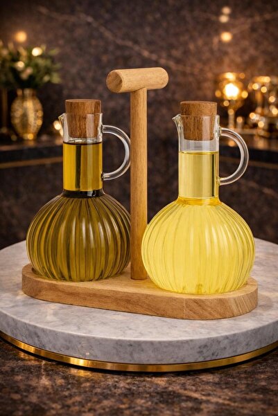 Maloria Bambu Kapaklı Vakumlu Borosilikat Yağdanlık | 3 Parça - 400ml