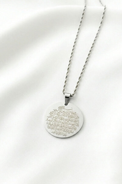 özgül takı ve tasarım قلادة نسائية من الفولاذ المقاوم للصدأ باللون الفضي مكتو...