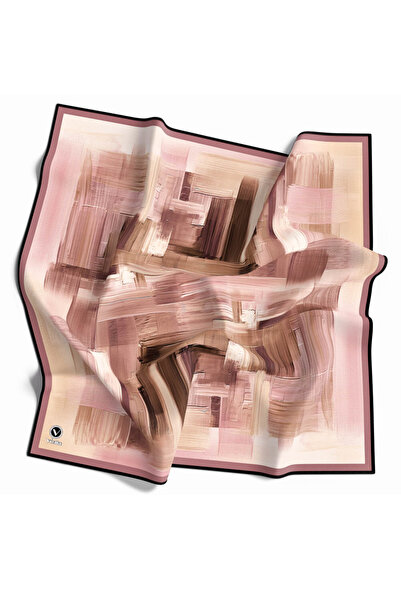 VİOLLA Kristal Fırça Efekti Desenli Pudra Renkli 90x90 Eşarp (İpek İçermez) K...