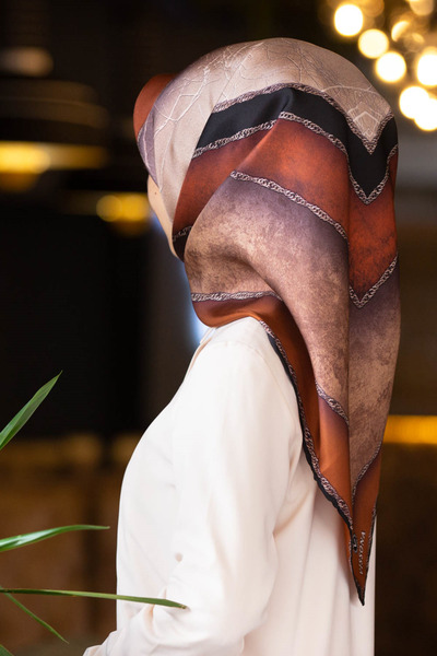 Vissona 57% Silk 43% Viscose Twill Silk Textured Geometric Patterned Tan - Be...