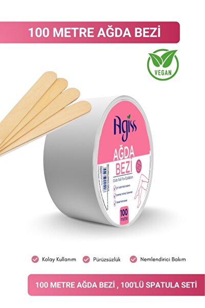 AGISS 100 Metre Ağda Bezi ve 100'lü Ağda Spatulası Seti