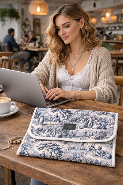 Goshıkı Jiki Blue Porcelain Patterned and Snap-On Laptop/Macbook/Macbook Pro ...