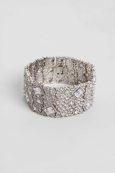 So CHIC... Mücevher Zarafeti 18 Ayar Beyaz Altın Kaplama Gümüş Özel Tasarım B...