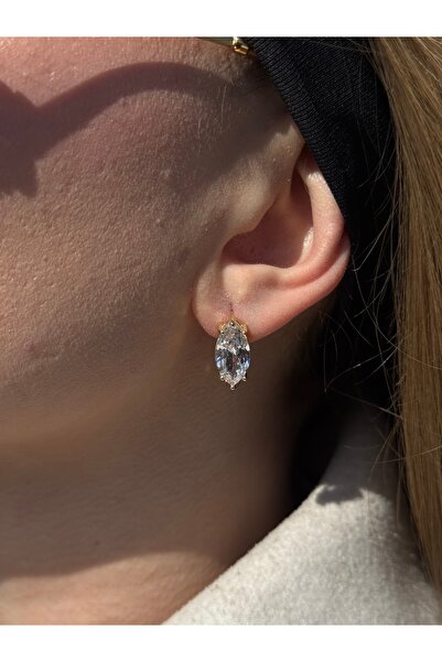 Charmist Çelik markiz tek taş zirkon küpe