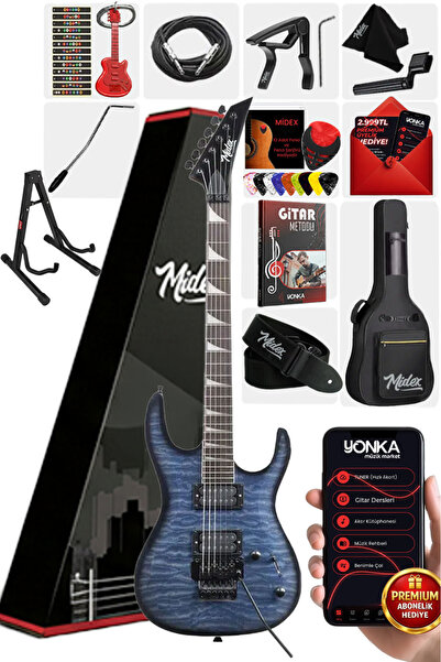 Midex Crade-ST Blue Rosewood Klavye Super Strat Kasa HH Yüksek Kaliteli Elekt...