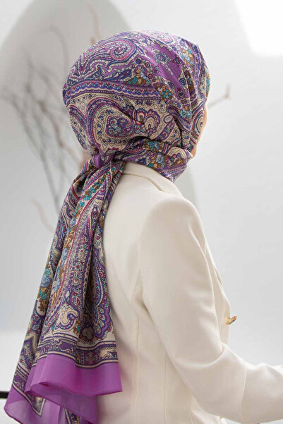 Vissona %100 İpek Etro Desenli Fuşya Renkli 92x210 Şal