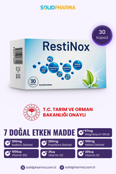RESTİNOX 30 Kapsül | Doğal Uyku Desteği | Valerian(Kediotu) Passiflora Melisa...