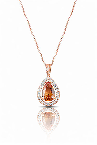 ÇEKİRDEK JEWELRY 925 Ayar Gümüş Damla Kesim Zultanit Taşlı Kolye – Rose Renk,...