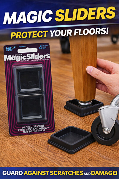 Magic Sliders 4-Piece Non-Skid Square Caster Cups 1-3/4 Inch