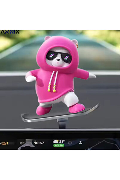 AMNIX AMNIX® Car Decorative Figurine with Movement, Dance/Skateboard, Pink