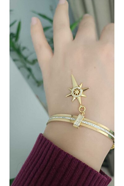 shop Çelik Kararmaz Charmlı Ortasıtaşlı 3'lü Ajda Bilezik(İSTEDİĞİNİZ CHARMI ...