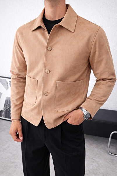 İLKCET MODA Εποχιακό κοντό ανδρικό μπουφάν από καστόρι