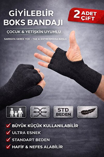 Liggo Boks Bandajı Hazır Bandaj Eldiven El Sargısı Giyilebilir Boks Bandajı