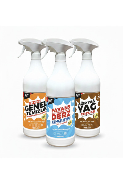 Poxy Genel Temizlik 1 Kg & Fayans Temizleyici 1 Kg & Ağır Yağ Çözücü 1 Kg
