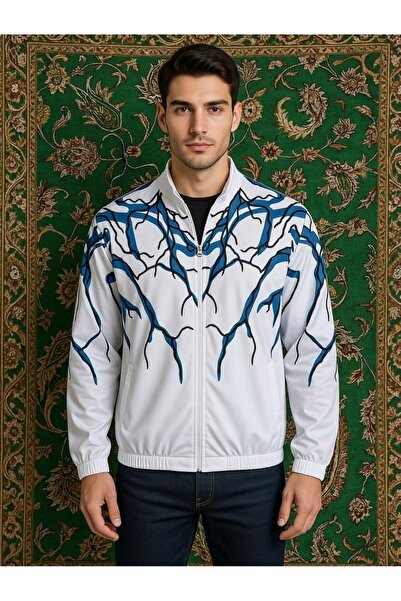 Lushen Bela plava munjevita tkanina unisex padobranske navlake Oversize kroj ...