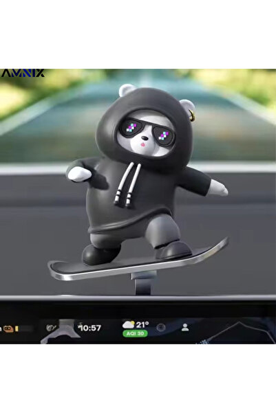AMNIX Figurină Decorativă Auto AMNIX® cu Mișcare, Dans/Skateboard, Negru