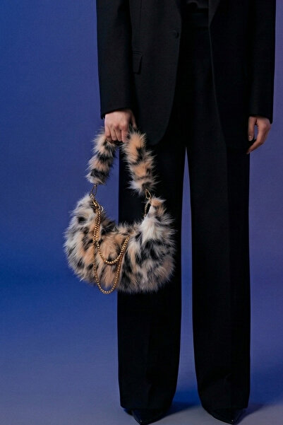 VivazzaLuxe Vintage Peluş Kürk Model Sonbahar, Kış Tote Bag Kadın El, Omuz, Ç...