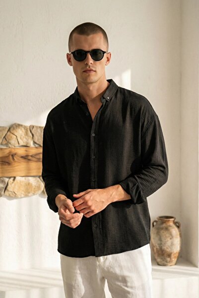 MADZEYMODA Premium muška crna košulja LS-19832