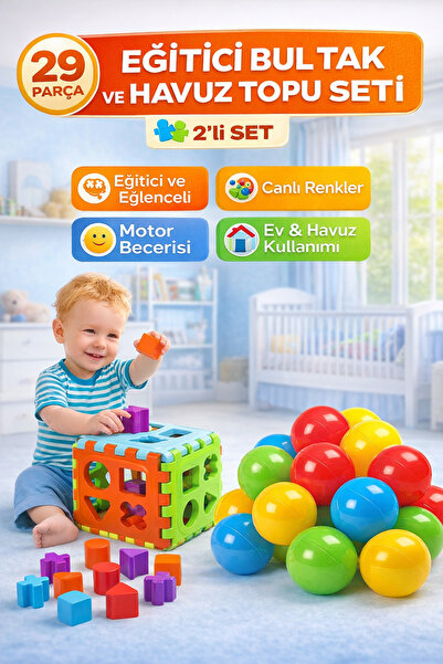 YILDIRIM OYUNCAK Fileli Eğitici Bultak Ve 20 Adet Havuz Topu Toplam 29 Parça ...