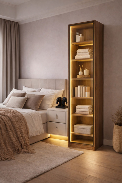 eos mobilya Tek Kapak Gardırop Sensörlü LED Aynalı Reflekte Cam Elbise Dolabı...