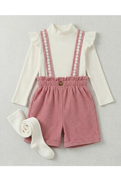 Ege Bebek Κορίτσια 2-3-4-5-6 ετών με βελούδινο σορτς, φόρεμα 2 τεμαχίων και κ...