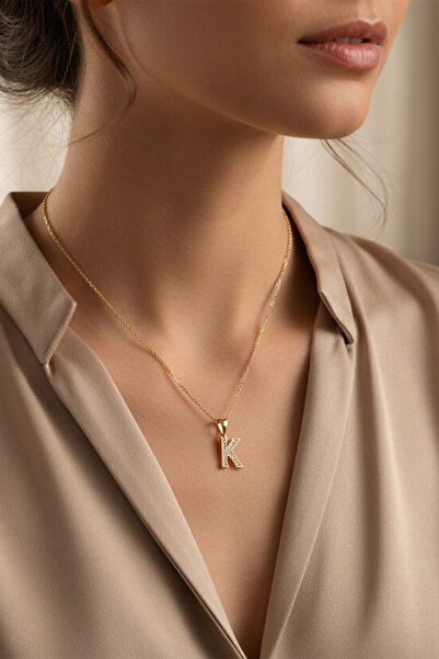XUPING JEWELRY قلادة حرف K مرصعة بالأحجار من ستايل إنسي/كسوبينج للمجوهرات