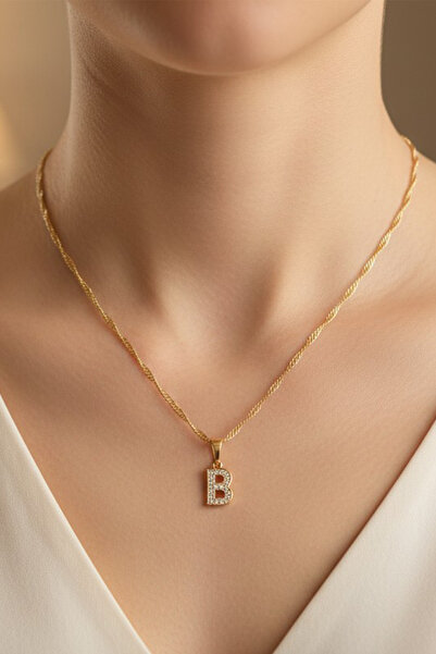 XUPING JEWELRY STİL İNCİSİ/XUPING JEWELRY B HARFİ TAŞLI KOLYE