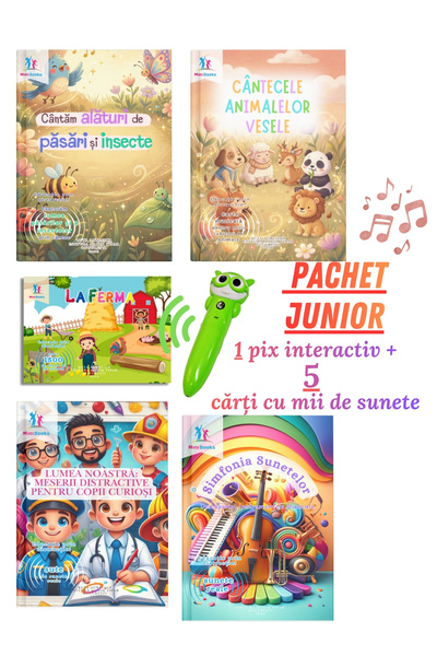minibooks Pachet Junior – Pix Interactiv + 5 Cărți cu Sunete și Cântece